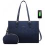 2022 custom top sale 2pcs office lady computer tote bags 15.6 large Casual work shoulder bags custom women laptop handbags