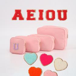 2021 RTS  Beauty New Arrivals 18 Color Stock Available Nylon Cosmetics Bags Promotional Waterproof Toiletry Bag Pink Make Up Bag