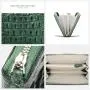 Custom Made Luxury Fashion Genuine Crocodile Skin Leather Women Ladies Green Long Zipper Credit Card Wallet For Woman