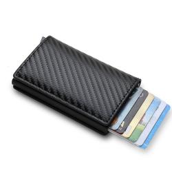 RFID Blocking Minimalist Aluminum Card Holder Custom Leather Pop Up Metal Case Wallet