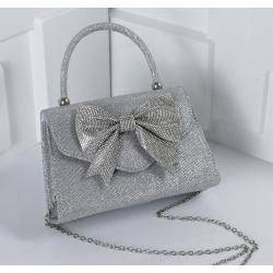 Wholesale cheap shiny fabric clutch bag shoulder bags bow-knot handbag evening bag lady purse