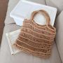 Fashion Mesh Beach Bags for Women Summer Soft Cotton Woven Shoulder Purse Handbag Beach Tote Bag for Summer Vacation