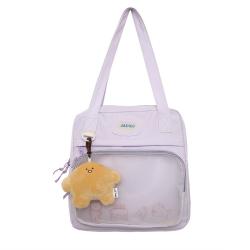 Wholesale Cheap Price Canvas Ita Bags Customized Clear PVC Window Women Tote Bags Girls Shoulder Bag