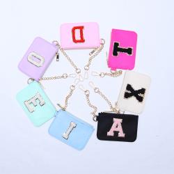 Keymay Stock NO MOQ 8 Colors Lightweight Zippered Minimalist Waterproof Coin Holder Small Purse Girls Nylon Keychain Wallet
