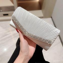 Ladies party envelope wrinkle clutch bag fabric purses women's dress clutch bag champagne dinner rhinestone evening clutch bags