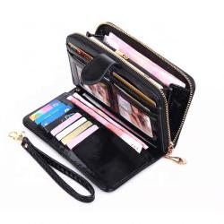 Factory Price Big Capacity Real Leather Women Zipper Long Clutch Wallet