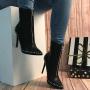 Women High Heel Ankle Boots Pointed Toe Rivets Studs Booties Stiletto Lady Dress Short Boots Zipper Sexy Booties