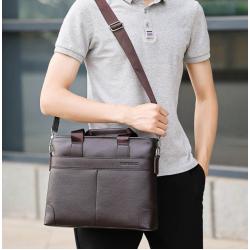 ZWY103 New Male Business Casual Horizontal Laptop Briefcase Wholesale PU Work Travel Laptop Bag Simple Portable Shoulder Bag
