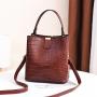 2024 Bags for women Spring-Summer Fashionable Ladies' Bucket Bag Stone Pattern Portable Messenger with Single Shoulder Strap