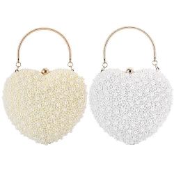 Fashionable wedding party pearl embroidery heart shaped evening bag pearl handbags women clutch purse pochette femme
