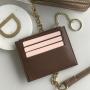 RFID Slim Card Holder Wholesale Leather Credit Card Holder Mini ID Card Holder with Key Chain