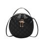 New small round bag handbag 2024 ladies shoulder bag female pu leather wholesale diamond embroidery small crossbody bag