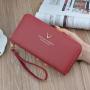 ZR811 Women's Wallet Long Handbag PU Single Zipper Deer Coins Wallet Purse Stylish Contrast Color Mobile Phone Bag Card Holder