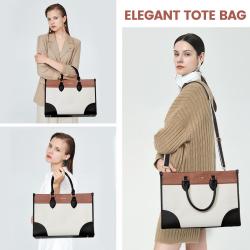 LOVEVOOK 15.6 In Canvas Work Bag with Clutch Purse Waterproof Briefcase Shoulder Handbag Computer Bag Laptop Tote Bag for Women