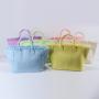 Custom Logo Large Capacity Reusable Handbag Strong Eco-friendly Cotton Canvas Fringe Beach Shopping Embroidery Tote Bag