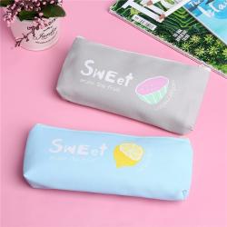 Gelory Lovely Stationery Bag Portable Small PU Leather Pencil Case Student Pencil Bag With Zipper