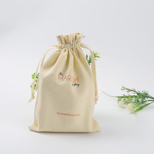 Eco-Friendly Clear Cotton Linen Cosmetic Gift Bag Organic Cotton Cosmetic Packing Drawstring Pouch Bag