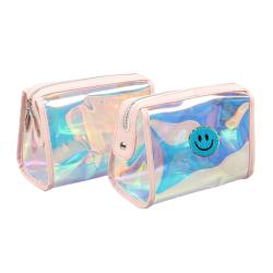 LOW MOQ Custom logo Fashion Small personalized Holographic Tpu Private Label Makeup Bag&cases Cosmetic Gift Bags