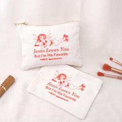ODM Factory Eco-Friendly Soild Canvas Zipper Makeup Pouch Custom Logo Cotton Travel Cosmetic Bag