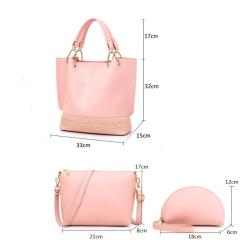 2024 Wholesale 3 Pieces Hand Bag Set For Fashion Women Handbag With Rivets Design