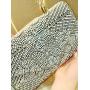 New Fashion Retro Full Pearl Chain Small Square Dinner Bag Rhinestone Handbag Crossbody Evening Bags Women Clutches