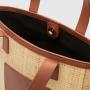 Custom Ladies Bag Factory Summer Design Women Purse Beach use Straw Fabric ladies Leather Single Shoulder Bag Leather Tote Bag