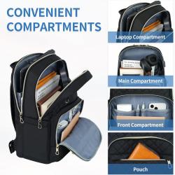 Custom Stylish Water-repellent Nylon Backpack for Travel Business Laptop Backpack for Women 15.6 Inch with USB Charging Port
