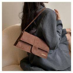 ZR624 Women's Bags Fashion Girl Chamois Solid Color Retro Small Square Bag Simple Zipper Shoulder Crossbody Bag Female Party