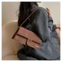 ZR624 Women's Bags Fashion Girl Chamois Solid Color Retro Small Square Bag Simple Zipper Shoulder Crossbody Bag Female Party