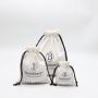 Custom Black Logo Printed Canvas Gift Makeup Pouch Luxury Skincare Dust Cosmetic Packaging Drawstring Bag