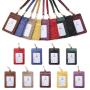 Custom Logo Ins Hot Sales Snake Skin Print Pu Leather Work School ID Card Nurse Badge Holder with Retractable Lanyard