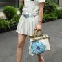 Ladysky top product 2024 fashion women's tote bag with belt super personalized metal letter handbag printing ladies shoulder bag