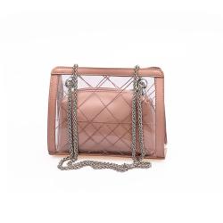 Most Popular Transparent Clear PVC Women Handbags Chain Strap Fashion Ladies Shoulder Bags Tote Bag