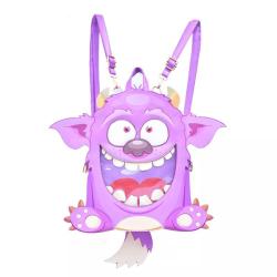 Purple Animal Shape School Bag Custom Clear Pvc Ita Backpack with Pins Display PU Leather Bag