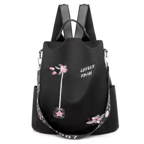 CCF404 New Fashion Flower Embroidery Backpack Fashion Women Oxford Cloth Large Capacity Ladies Backpack Tote School Bags