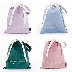 Portable Luxury Travel Bag Lightweight Cotton Velvet with Embroidery Drawstring Storage for Cosmetics Lady's Fashion Style