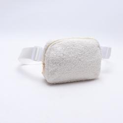 Keymay New Design Rts Stock Plastic Buckle Teddy Sherpa Crossbody Bag Interior Mesh Pocket Everywhere Fanny Pack Fleece Belt Bag