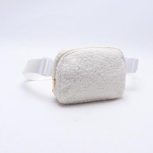 Keymay New Design Rts Stock Plastic Buckle Teddy Sherpa Crossbody Bag Interior Mesh Pocket Everywhere Fanny Pack Fleece Belt Bag