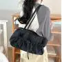 New Style Simple Big Nylon Hand Bag Zipper Women Tote Bags Handbag Fashionable Casual Lady Drawstring Ruched Shoulder Bag