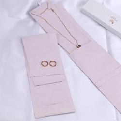 Custom Gold Logo Microfiber Jewelry Necklace Packing Pendant Pouch Luxury Purple Suede Microfiber Envelope Jewelry Bag