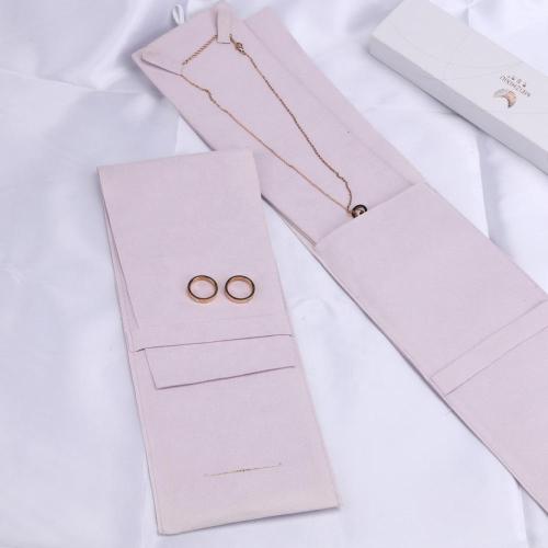 Custom Gold Logo Microfiber Jewelry Necklace Packing Pendant Pouch Luxury Purple Suede Microfiber Envelope Jewelry Bag
