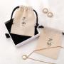 Custom Logo Printed Muslin Drawstring Comb Mirror Bag Organic Cotton Gift Jewelry Storage Pouch