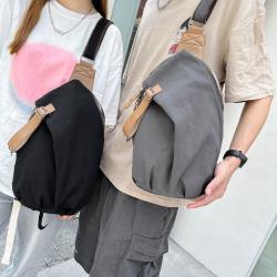 HR609 Unisex Chest Bag Girls' Nylon New Outdoor Shoulder Bag Boys' Sports Travel Soft Crossbody Irregular Splicing Man Waist Bag