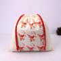 Custom Hot Stamping Cotton Linen Christmas Candy Food Packaging Bag Recycled Muslin Gift Storage Cotton Pouch