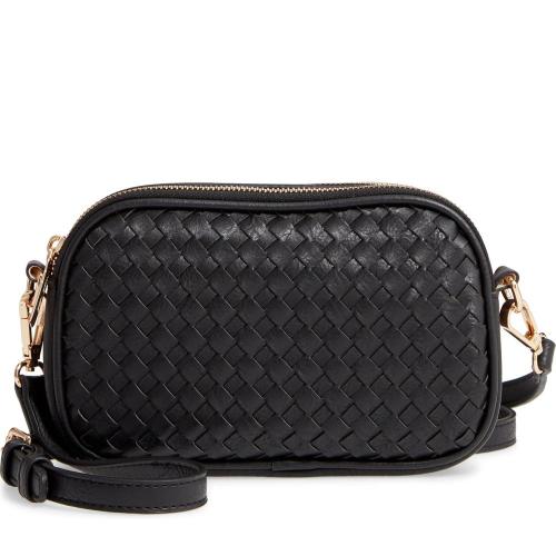 Custom Fashion Black Light Leather Satchel Design Shoulder Purse Woven Girls Bags Crossbody