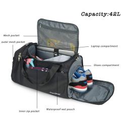 Gelory Sports Gym Bag With Wet Shoes Compartment Travel Duffel Bag Outdoor Totes Foldable Sports Duffels Gym Bag