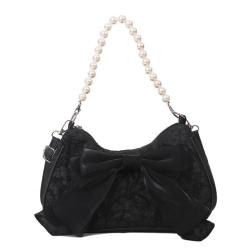 Popular retro bowknot bags for women, new spring style, trendy and fashionable pearl underarm shoulder and crossbody bag
