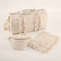 Hot Products Custom Personalized Outdoor Sports Gingham Foldable Travel Bag Pink Duffle Bag Gym Bag