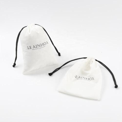 High Quality Organic Cotton Fabric Gift Pouch Eco Soap Packaging Custom Logo Printed Cotton Linen Dust Drawstring Bag