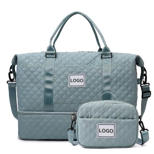 Custom Luxury Winter Leisure Short Distance Overnight Weekender Bag Quilted Gym Yoga Duffle Travel Bag Set